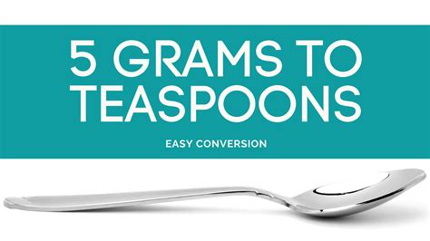 How many teaspoons equals 5 grams - Quick conversion chart of gram [sugar] to teaspoons. 1 gram [sugar] to teaspoons = 0.23471 teaspoons. 5 gram [sugar] to teaspoons = 1.17355 teaspoons. 10 gram [sugar] to teaspoons = 2.34711 teaspoons. 20 gram [sugar] to teaspoons = 4.69421 teaspoons. 30 gram [sugar] to teaspoons = 7.04132 teaspoons. 40 gram [sugar] to teaspoons = 9.38842 teaspoons